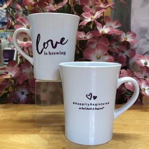 “Love is Brewing” Bed Bath & Beyond 12oz. Ceramic Mug Set of 2
